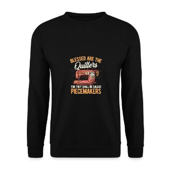 Blessed Are The Quilters For They Shall Be Called - Unisex Pullover - Schwarz - Vorne - Alina (178cm) & Michal (187cm)