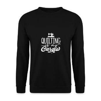 Quilting Is My Cardio Knitting Quilter Sewing Croc - Unisex Pullover - Schwarz - Vorne - Alina (178cm) & Michal (187cm)