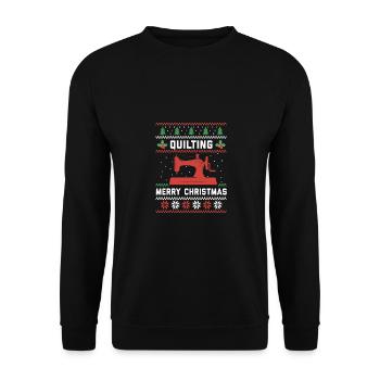 Christmas Graphic Knitting Wool Quilting Stitching - Unisex Pullover - Schwarz - Vorne - Alina (178cm) & Michal (187cm)