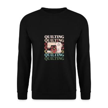 Retro Graphic Knitting Wool Quilting Stitching Sew - Unisex Pullover - Schwarz - Vorne - Alina (178cm) & Michal (187cm)