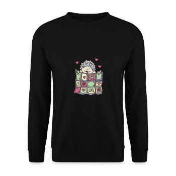 Retro Graphic Knitting Wool Quilting Stitching Sew - Unisex Pullover - Schwarz - Vorne - Alina (178cm) & Michal (187cm)
