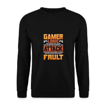 Gamer Logic The Harder You Press The Button Video - Unisex Pullover - Schwarz - Vorne - Alina (178cm) & Michal (187cm)