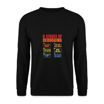 6 Stages Of Debugging Coder Programmer Software De - Unisex Pullover - Schwarz - Vorne - Alina (178cm) & Michal (187cm)
