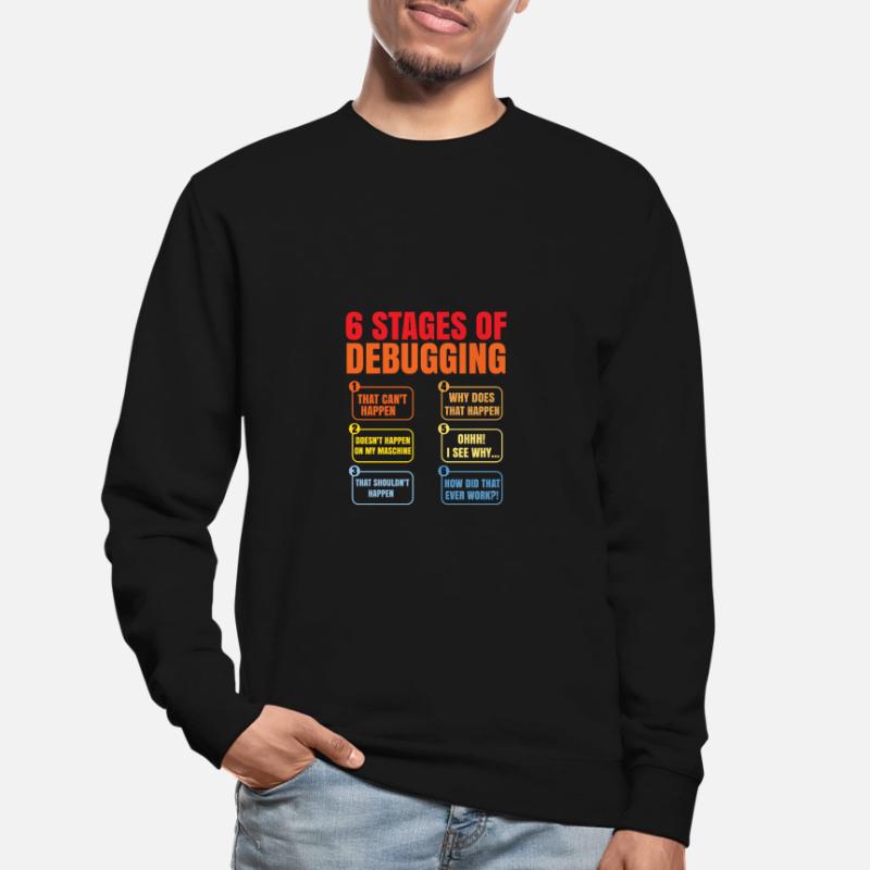 6 Stages Of Debugging Coder Programmer Software De Unisex Pullover