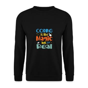 Coding Is Like Magic Coder Programmer Computer Gee - Unisex Pullover - Schwarz - Vorne - Alina (178cm) & Michal (187cm)