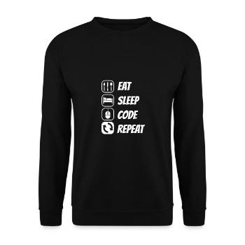 Eat Sleep Code Repeat Coder Programmer Software De - Unisex Pullover - Schwarz - Vorne - Alina (178cm) & Michal (187cm)