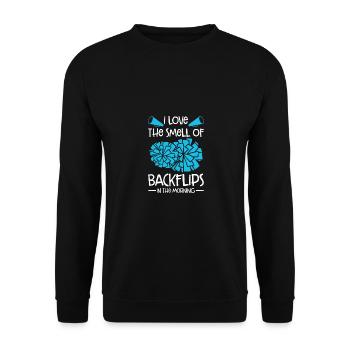 I Love The Smell Of Backflip In The Morning Gymnas - Unisex Pullover - Schwarz - Vorne - Alina (178cm) & Michal (187cm)