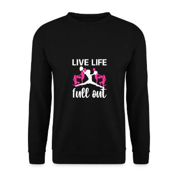 Live Life Full Out Cheerleader Cheerleading Gymnas - Unisex Pullover - Schwarz - Vorne - Alina (178cm) & Michal (187cm)