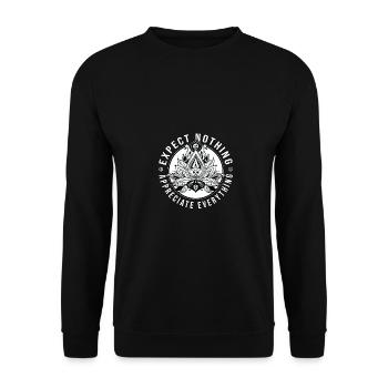 Expect Nothing Appreciate Everything Meditation Me - Unisex Pullover - Schwarz - Vorne - Alina (178cm) & Michal (187cm)