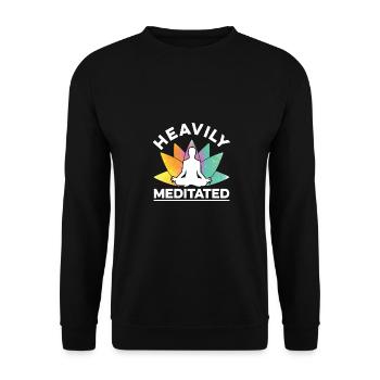 Heavily Meditated Meditate Meditation Relaxation B - Unisex Pullover - Schwarz - Vorne - Alina (178cm) & Michal (187cm)