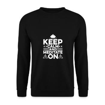 Keep Calm And Meditate On Meditating Spirituality - Unisex Pullover - Schwarz - Vorne - Alina (178cm) & Michal (187cm)