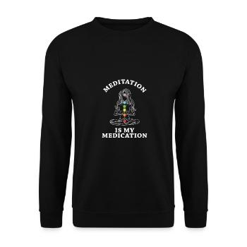 Meditation Is My Medication Meditating Relaxation - Unisex Pullover - Schwarz - Vorne - Alina (178cm) & Michal (187cm)