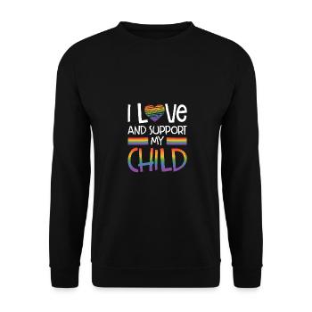 I Love And Support My Child Gay Lesbian Rainbow Pr - Unisex Pullover - Schwarz - Vorne - Alina (178cm) & Michal (187cm)