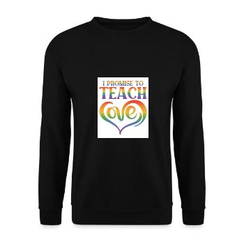 I Promise To Teach Love Lesbian Gay Proud Rainbow - Unisex Pullover - Schwarz - Vorne - Alina (178cm) & Michal (187cm)