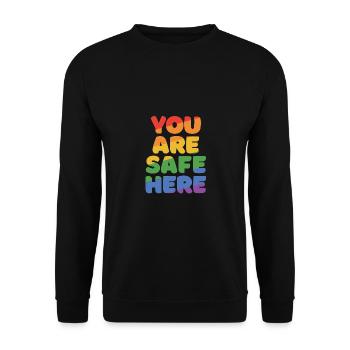 You Are Safe With Me Rainbow Pride Lgbtq Gay Trans - Unisex Pullover - Schwarz - Vorne - Alina (178cm) & Michal (187cm)