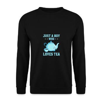 Just A Boy Who Loves Tea Tea Drinker Tea Lover Cup - Unisex Pullover - Schwarz - Vorne - Alina (178cm) & Michal (187cm)