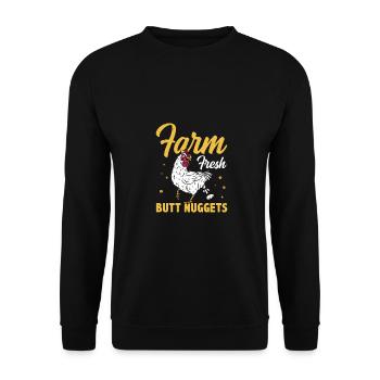 Farm Fresh Butt Nuggets Agriculteur Tractor Driver - Unisex Pullover - Schwarz - Vorne - Alina (178cm) & Michal (187cm)