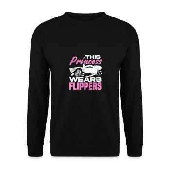This Prince Wears Flippers Diver Scuba Diver Divin - Unisex Pullover - Schwarz - Vorne - Alina (178cm) & Michal (187cm)
