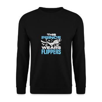 This Prince Wears Flippers Diver Scuba Diver Divin - Unisex Pullover - Schwarz - Vorne - Alina (178cm) & Michal (187cm)