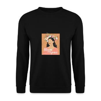 Retro Graphic Botanical Flowers Gardening Plant Lo - Unisex Pullover - Schwarz - Vorne - Alina (178cm) & Michal (187cm)