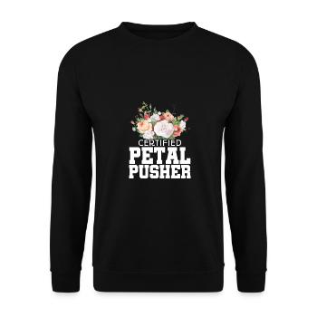 Certified Petal Pusher Gardening Florist Gardener - Unisex Pullover - Schwarz - Vorne - Alina (178cm) & Michal (187cm)