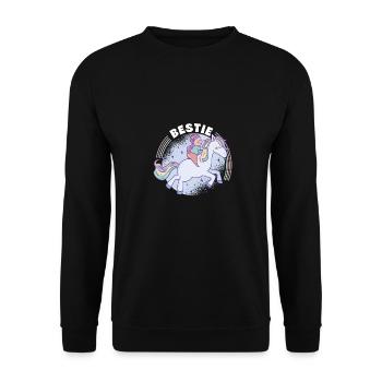 Bestie Graphic Horse Lover Equestrian Rider Horses - Unisex Pullover - Schwarz - Vorne - Alina (178cm) & Michal (187cm)