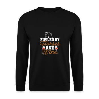 Fueled By Horses And Wine Horse Lover Equestrian R - Unisex Pullover - Schwarz - Vorne - Alina (178cm) & Michal (187cm)
