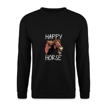 Happy Horse Graphic Horse Lover Equestrian Rider H - Unisex Pullover - Schwarz - Vorne - Alina (178cm) & Michal (187cm)
