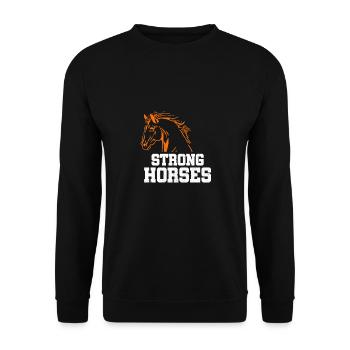 Strong Graphic Horse Lover Equestrian Rider Horses - Unisex Pullover - Schwarz - Vorne - Alina (178cm) & Michal (187cm)