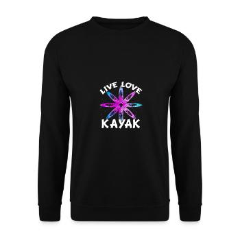 Live Love Kayak Kayaking Rowing Rower Canoe Rower - Unisex Pullover - Schwarz - Vorne - Alina (178cm) & Michal (187cm)