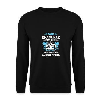 Some Grandpas Play Bingo Real Grandpas Go Kayaking - Unisex Pullover - Schwarz - Vorne - Alina (178cm) & Michal (187cm)