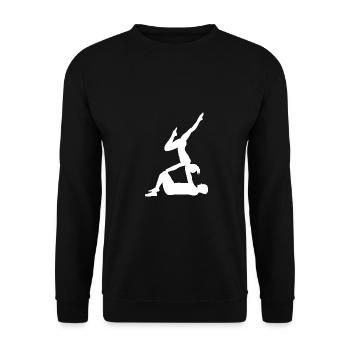 Retro Graphic Gymnast Gymnastics Acrobat Acrobatic - Unisex Pullover - Schwarz - Vorne - Alina (178cm) & Michal (187cm)