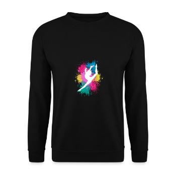 Retro Graphic Gymnast Gymnastics Acrobat Acrobatic - Unisex Pullover - Schwarz - Vorne - Alina (178cm) & Michal (187cm)