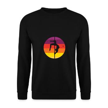 Retro Graphic Gymnast Gymnastics Acrobat Acrobatic - Unisex Pullover - Schwarz - Vorne - Alina (178cm) & Michal (187cm)