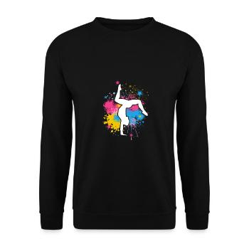 Retro Graphic Gymnast Gymnastics Acrobat Acrobatic - Unisex Pullover - Schwarz - Vorne - Alina (178cm) & Michal (187cm)