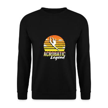 Retro Graphic Gymnast Gymnastics Acrobat Acrobatic - Unisex Pullover - Schwarz - Vorne - Alina (178cm) & Michal (187cm)