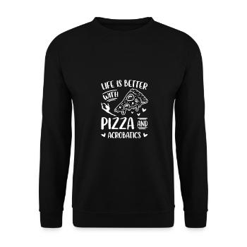 Life Is Better Upside Down Acrobatics Acrobat Gymn - Unisex Pullover - Schwarz - Vorne - Alina (178cm) & Michal (187cm)