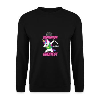 Badminton Is The Greatest Badminton Player Shuttle - Unisex Pullover - Schwarz - Vorne - Alina (178cm) & Michal (187cm)