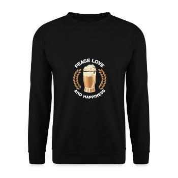 Peace Love Hapiness Homebrewing Brewery Malt Hop C - Unisex Pullover - Schwarz - Vorne - Alina (178cm) & Michal (187cm)