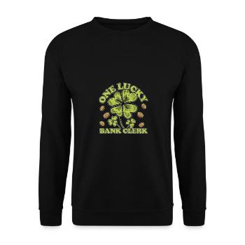 One Lucky Bank Clerk Finance Banker Bookkeeper Cas - Unisex Pullover - Schwarz - Vorne - Alina (178cm) & Michal (187cm)