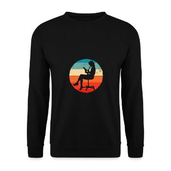 Retro Graphic Bank Clerk Bookkeeper Bank Employee - Unisex Pullover - Schwarz - Vorne - Alina (178cm) & Michal (187cm)