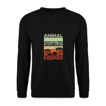 Retro Graphic Animal Keeper Zoo Keeper Animal Love - Unisex Pullover - Schwarz - Vorne - Alina (178cm) & Michal (187cm)