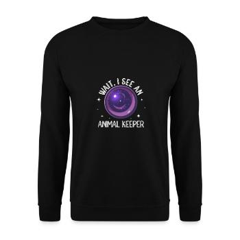 Wait I See An Animal Keeper Animal Lover Zookeeper - Unisex Pullover - Schwarz - Vorne - Alina (178cm) & Michal (187cm)