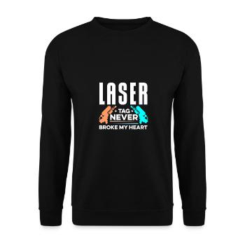 Lasertag Never Broke My Heart Lasertag Player Lase - Unisex Pullover - Schwarz - Vorne - Alina (178cm) & Michal (187cm)