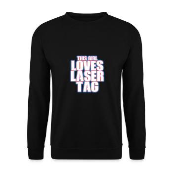 This Girl Loves Lasertag Lasergame Lasertag Player - Unisex Pullover - Schwarz - Vorne - Alina (178cm) & Michal (187cm)