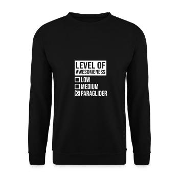 Level Of Awesomeness Low Medium Paraglider Paragli - Unisex Pullover - Schwarz - Vorne - Alina (178cm) & Michal (187cm)