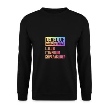 Level Of Awesomeness Low Medium Paraglider Paragli - Unisex Pullover - Schwarz - Vorne - Alina (178cm) & Michal (187cm)