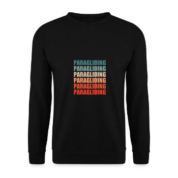 Retro Graphic Paragliding Paraglider Parachute Sky - Unisex Pullover - Schwarz - Vorne - Alina (178cm) & Michal (187cm)
