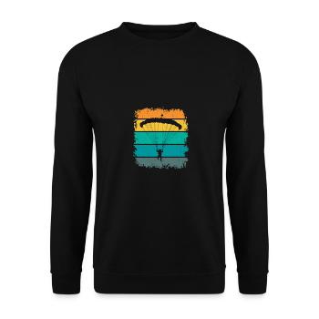 Retro Graphic Paragliding Paraglider Parachute Sky - Unisex Pullover - Schwarz - Vorne - Alina (178cm) & Michal (187cm)