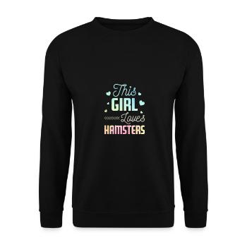 This Girls loves Hamsters Animal Owner Pets Lover - Unisex Pullover - Schwarz - Vorne - Alina (178cm) & Michal (187cm)